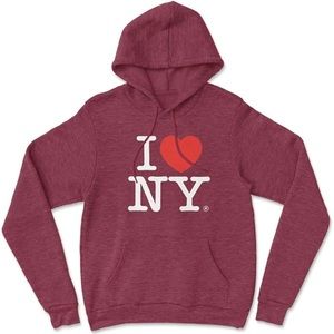 I love NY Unisex Burgundy Hoodie
